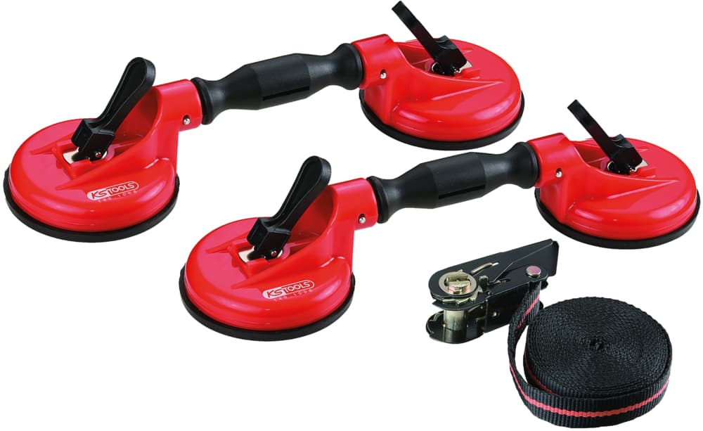 Jeu de ventouses double pour vitre ou pare-brise et sangle
