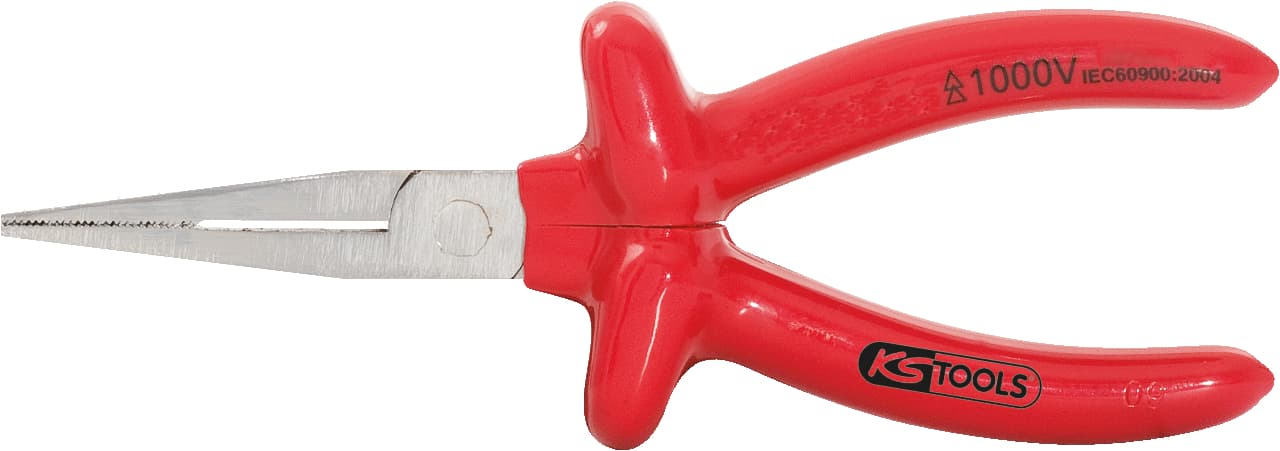 Pince plate à bec long à tête gainée isolée, L.160 mm