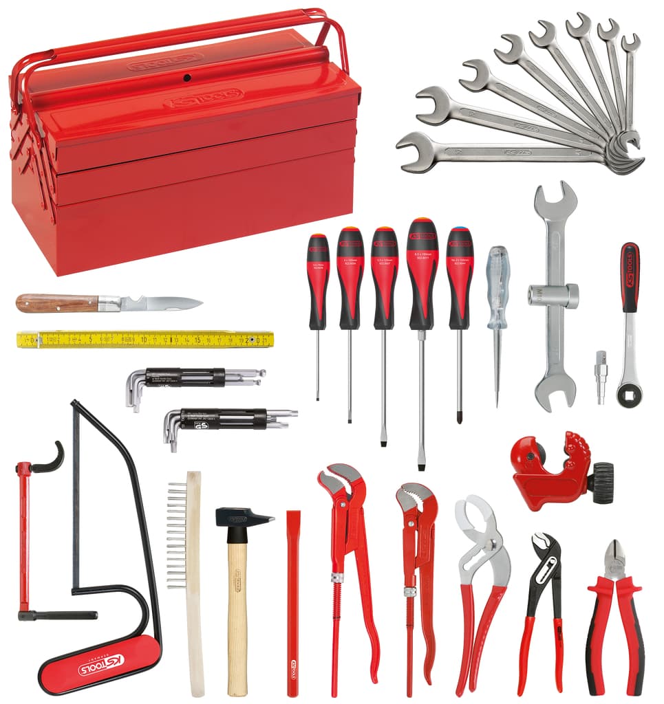 Composition d'outils Sanitaire-Chauffage en caisse métallique - 47 pièces