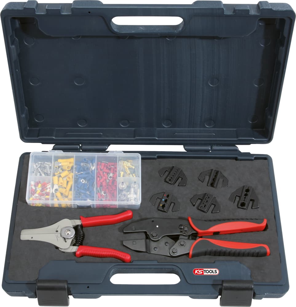 Jeu de 8 outils pour le sertissage et le dénudage + cosses