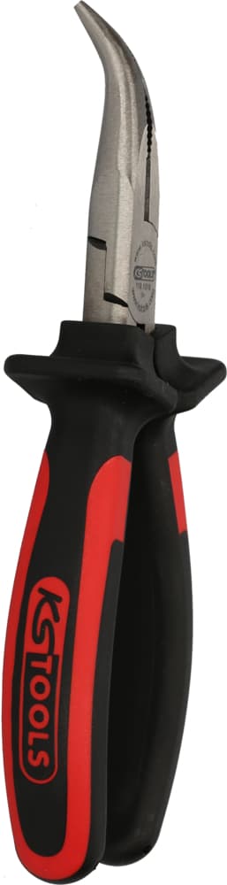 Pince à bec demi-rond coudé à poignée bi-composants, L. 210 mm