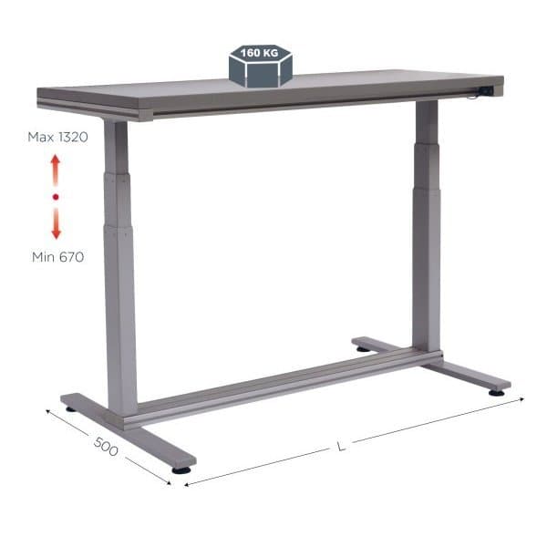 QUALIPOST 620 ERGO électrique l 1200 x P 500 x H 670 - 1320 mm avec plateau stra