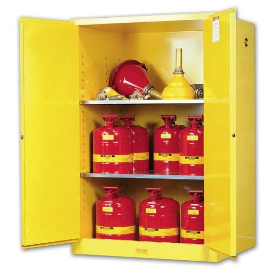 Armoire de sécurité jaune pour produits inflammables,
