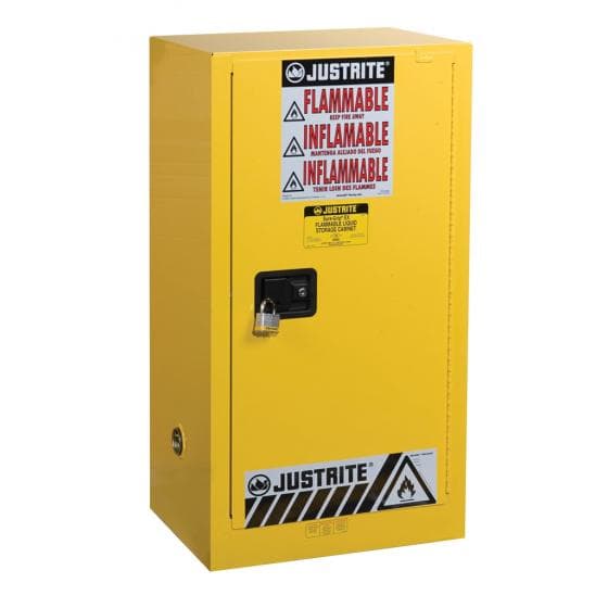 Armoire de sécurité jaune pour produits inflammables,