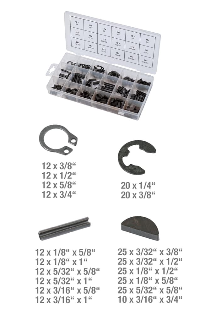 Assortiment de clavettes. circlips et chevilles. 295 pcs