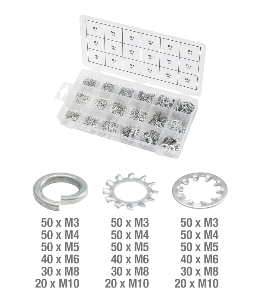 Assortiment de rondelles et de rondelles dentées x720