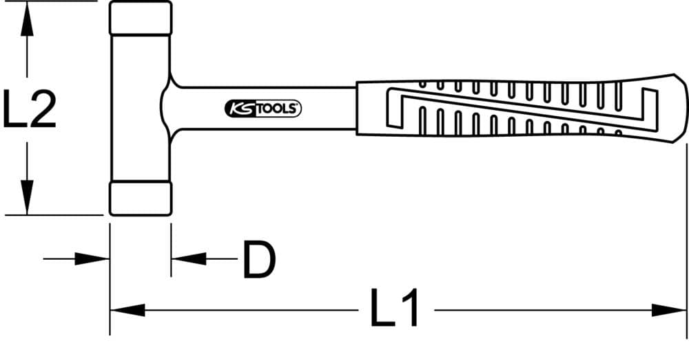Maillet à embouts plastiques anti rebonds, manche acier, L, 325 mm, Ø 55 mm