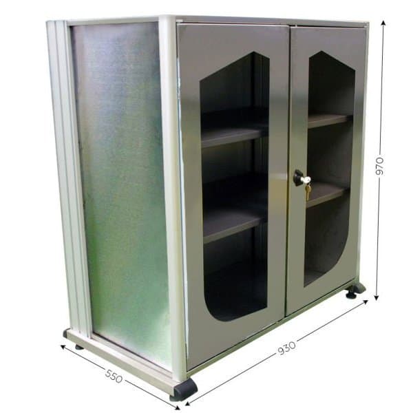 ARMOIRE VISUELLE 5S INOX A l 930 x P 550 x H 970 mm version 2 étagères