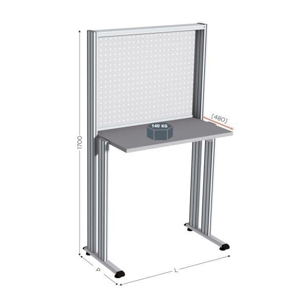 MAINTPOST 800A l 964 x P 500 x H 1700 mm avec plateau mélaminé