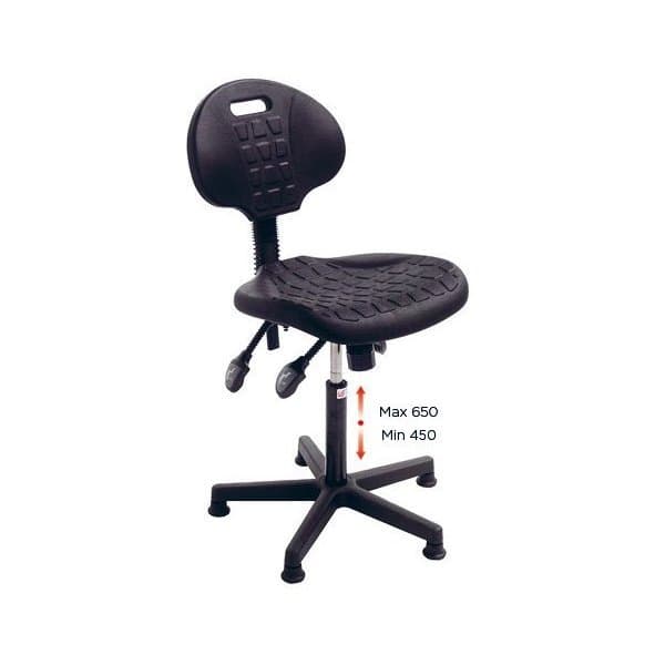 CHAISE D'ATELIER DYNAMIC H 450 - 650 mm assise et dossier en poluyrethane noir r