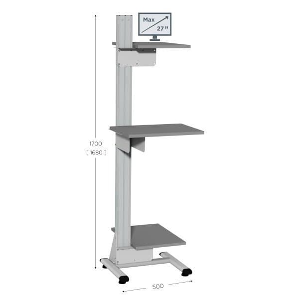 MOBIPOST 200 l 500 x P 500 x H 1700 mm de 3 niveaux sur pieds