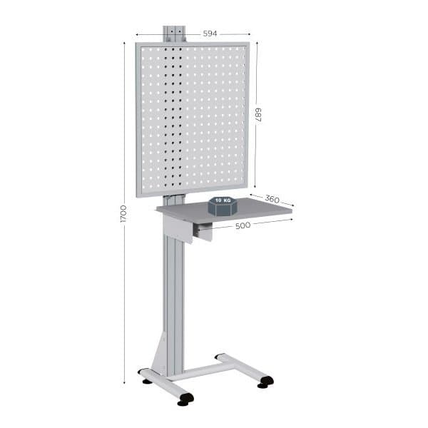 MAINTPOST 500 l 620 x P 400 x H 1700 mm avec fond perforé avec entraxe de 38 mm