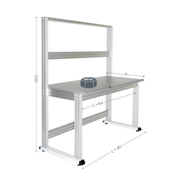 QUALIPOST 3000B l 1800 x P 750 x H 1950 mm avec plateau stratifié et fond ouvert