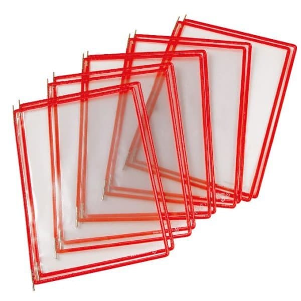 Lot de 5 pochettes à pivots étanches A4 rouges
