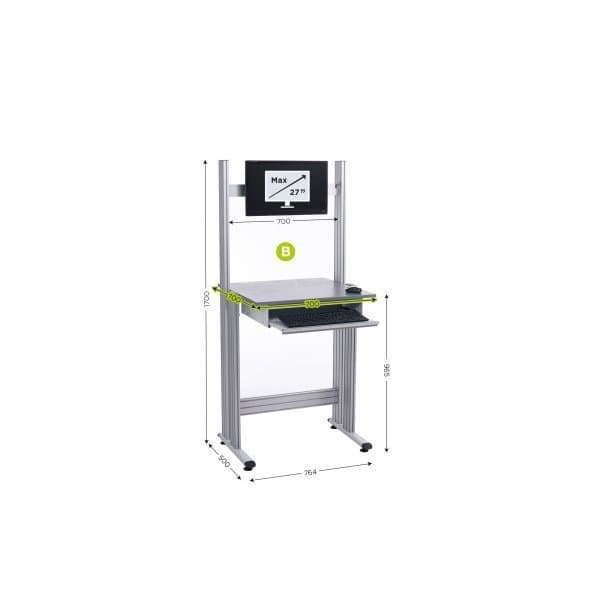 MOBIPOST 600B l 764 x P 500 x H 1700 mm sur pieds avec support pour fixation écr