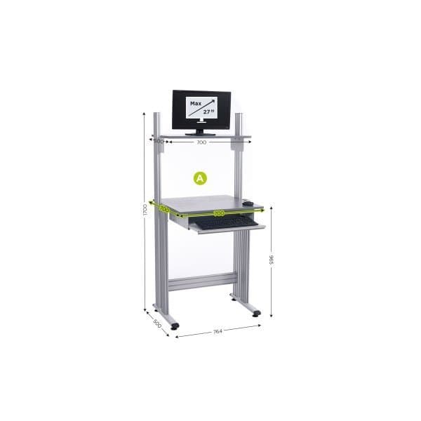 MOBIPOST 600A l 764 x P 500 x H 1700 mm sur pieds avec 2 niveaux sans support éc