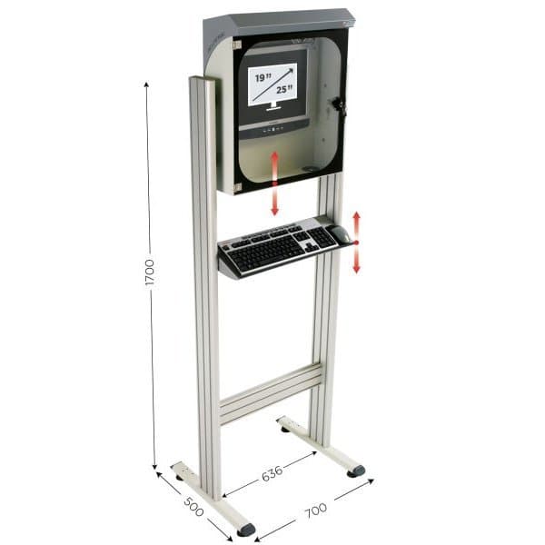 MOBIPOST 500A l 700 x P 500 x H 1700 mm sur pieds avec coffret de protection écr