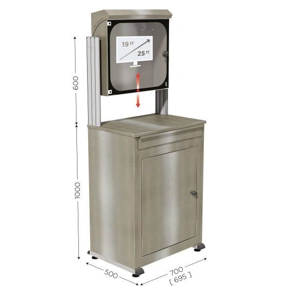 MOBIPOST 550A INOX l 700 x P 500 x H 1600 mm avec tiroir clavier et rangement UC