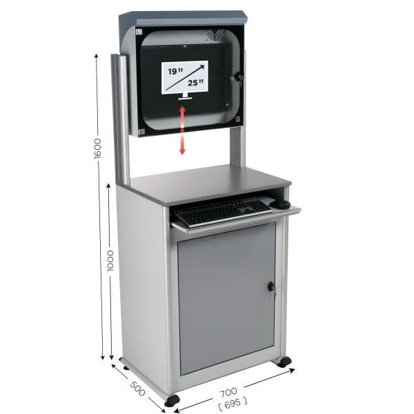 MOBIPOST 500C l 700 x P 500 x H 1600 mm avec coffret de protection écran
