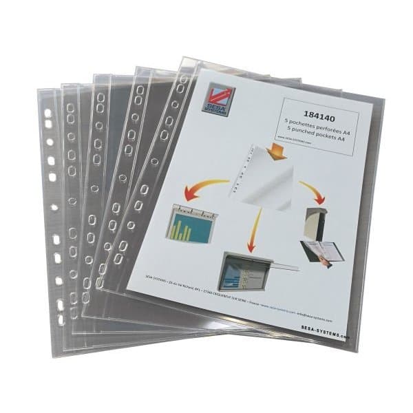 Lot de 10 poches multifonction A4 rigides perforéees