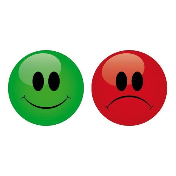 Lot de 9 smileys magnétique recto vert/verso rouge Ø 50 mm