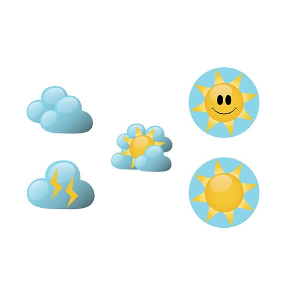 Lot de 50 symboles magnétique soleil/nuage Ø 50 mm