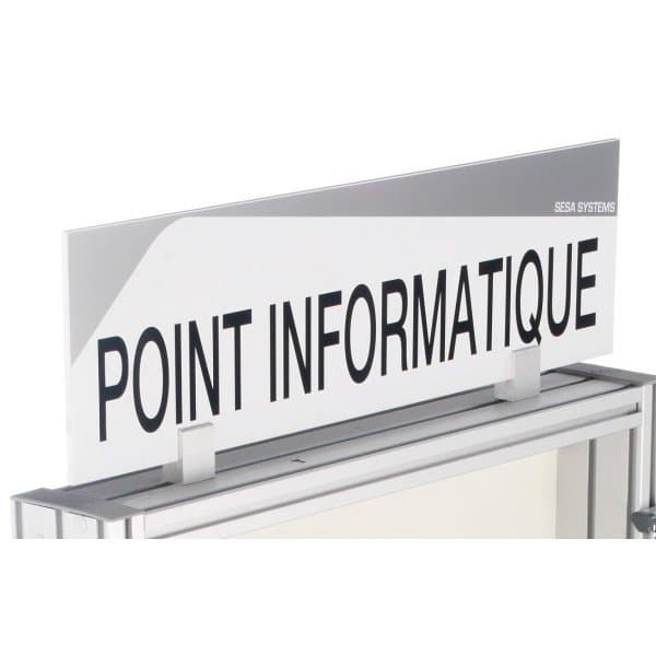 "Bandeau design ""POINT INFORMATIQUE"" l 600 x H 170 mm avec etrier de fixation