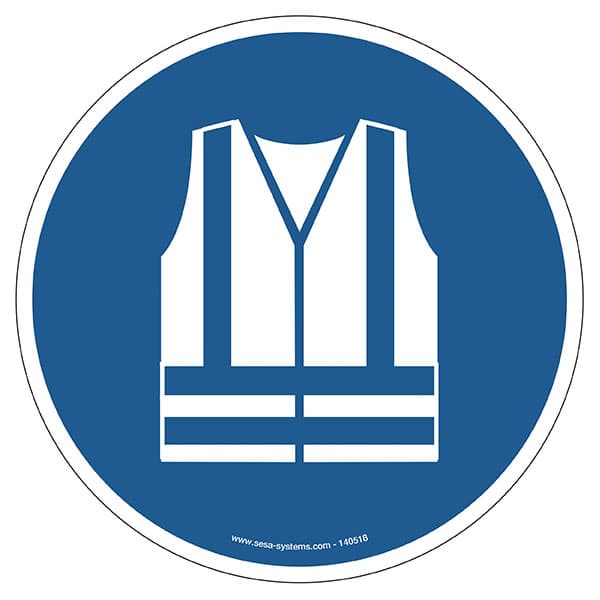 Lot de 2 pictogrammes adhésif au sol EXTRA Gilet sécurité Ø 200 mm