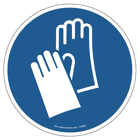 Lot de 2 pictogrammes adhésif au sol EXTRA Gants Ø 200 mm
