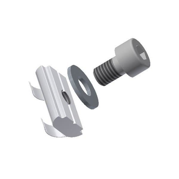 Lot de 10 fixations sur profil aluminium vis/lardon M5 avec languette ressort