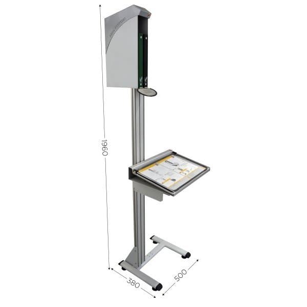 Borne de consultation sur piètement l 500 x H 1985 mm réglable en hauteur