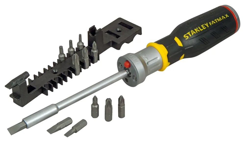 "BIG TOURNEVIS PORTE-EMBOUTS A CLIQUET + LED + 12 EMBOUTS : FENTE 5, 6.5, 8MM /