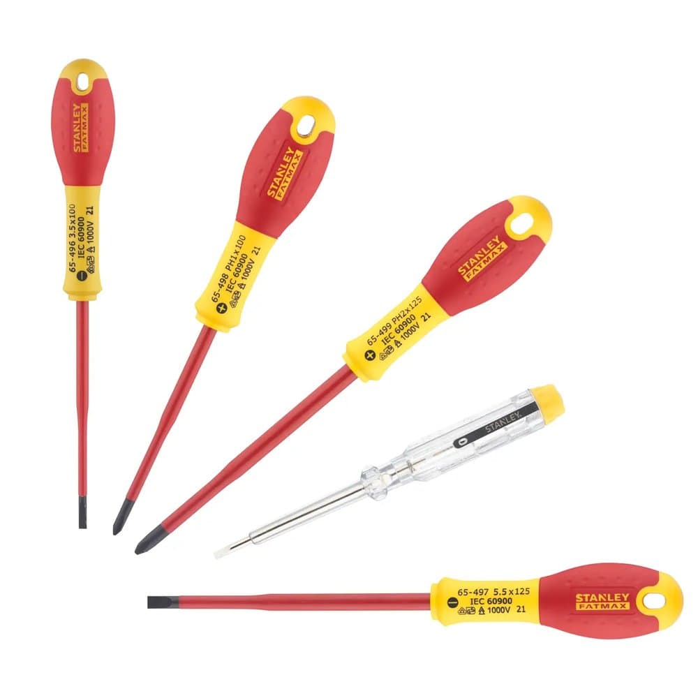 JEU DE 5 TOURNEVIS SLIM ISOLES 1000V FATMAX ELEC 3.5X75 - 5.5X150 - PH1 X100 - P