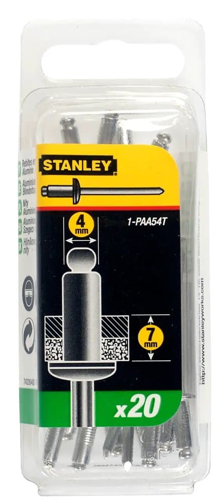 RIVET ALUMINIUM 4MM X 6,35 - BOITE DE 20PCS