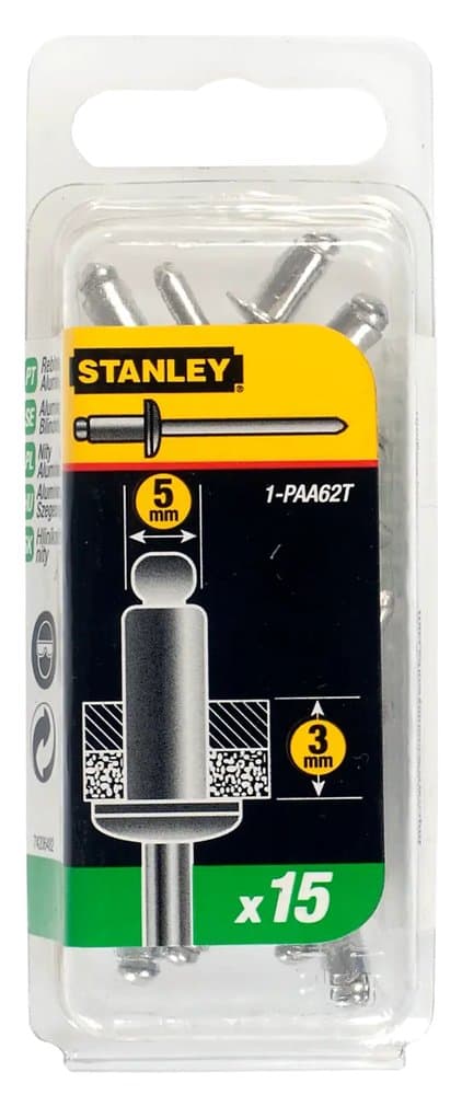 RIVET ALUMINIUM 5MM X 3 - BOITE DE 15PCS