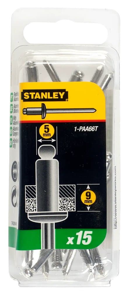 RIVET ALUMINIUM 5MM X 9,5 - BOITE DE 15PCS
