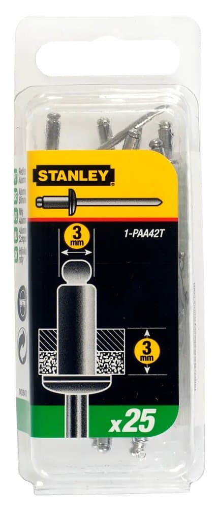 RIVET ALUMINIUM 3MM X 3 - BOITE DE 25PCS