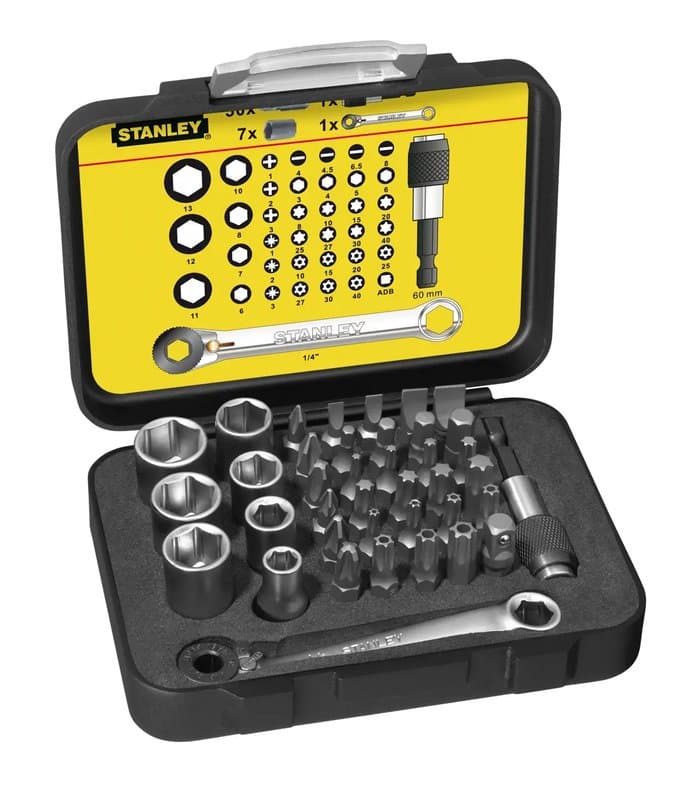 "COFFRET D'EMBOUTS DE VISSAGE 1/4"" 25MM + MINI-CLIQUET - JEU DE 39 PCS - GAMME