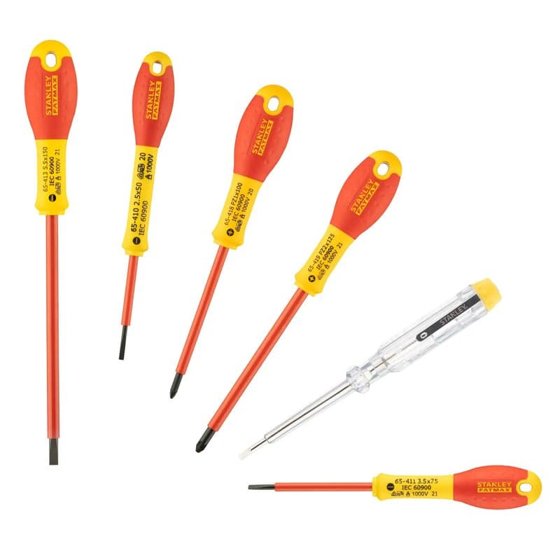 TOURNEVIS ISOLES 1000V ELEC + POZI + TESTEUR - JEU DE 6PCS FATMAX