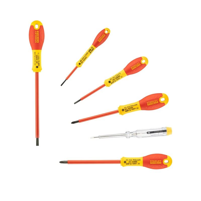 TOURNEVIS ISOLES 1000V ELECTRICIEN + PHILIPPS + TESTEUR - JEU DE 6PCS FATMAX