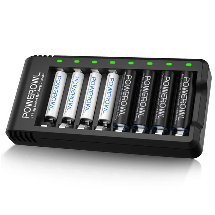 POWEROWL Piles AA et AAA rechargeables avec chargeur rapide