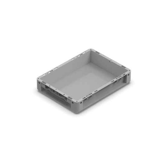 PP BOX NEXIT – SOLID BASE – CLOSED HANDGRIPS – DIM. 400X300X075H MM – COLOR GR
