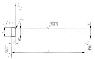 Ejector Pin Type AH dim 6,5 X 200mm