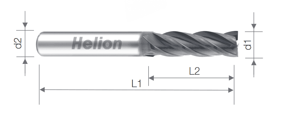 Solid carbide end mill Z4 D: 1/16 AlTiN+B