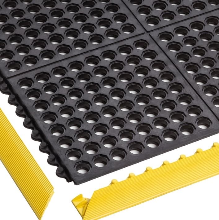 Dalle anti-fatigue 91 x 91 cm. Fabriquée en caoutchouc 100% naturel, résistante