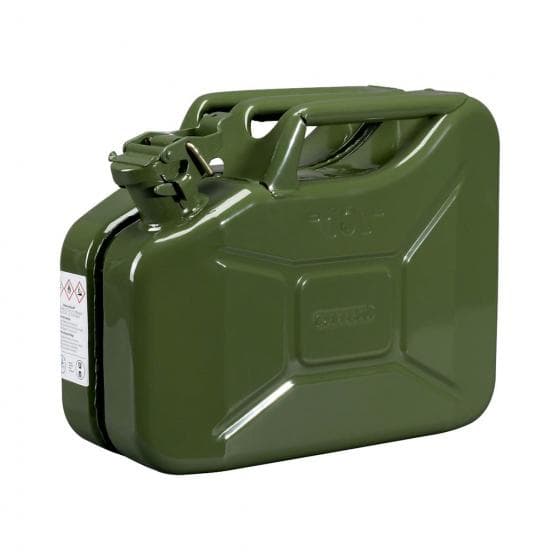 Jerrican tôlé de 10 litres. Pour le stockage et transport de carburant : gasoil