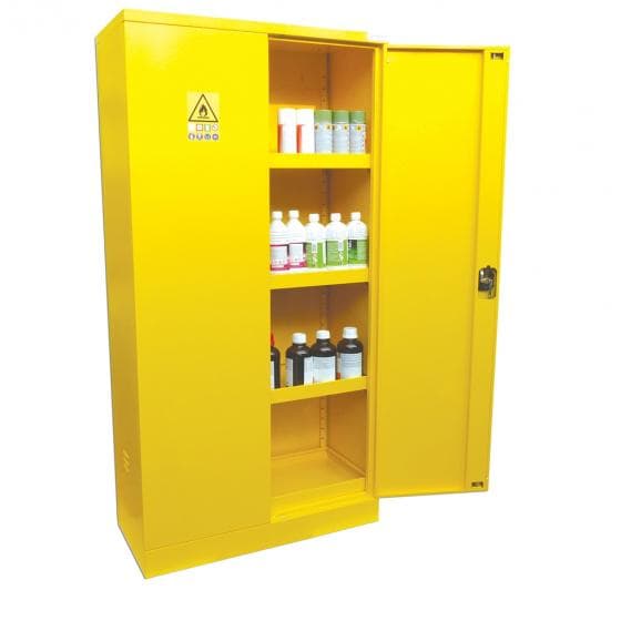 Armoire de sécurité pour produits faiblement inflammables, pictogrammes normalis