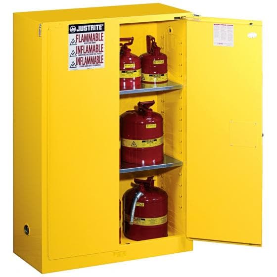 Armoire de sécurité jaune pour produits inflammables,