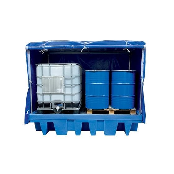 Bac de rétention polyéthylène couvert, rétention de 1140 litres, avec cailleboti