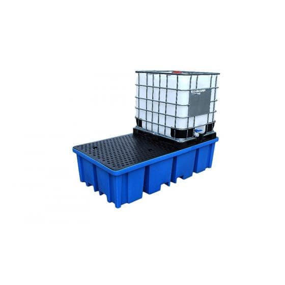 Bac de rétention en polyéthylène, rétention de 1150 litres, avec caillebotis pol